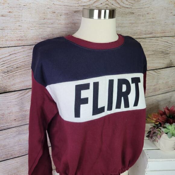Forever 21 Sweatshirt FLIRT Graphic Drawstring Sweatshirt Medium - Picture 3 of 8
